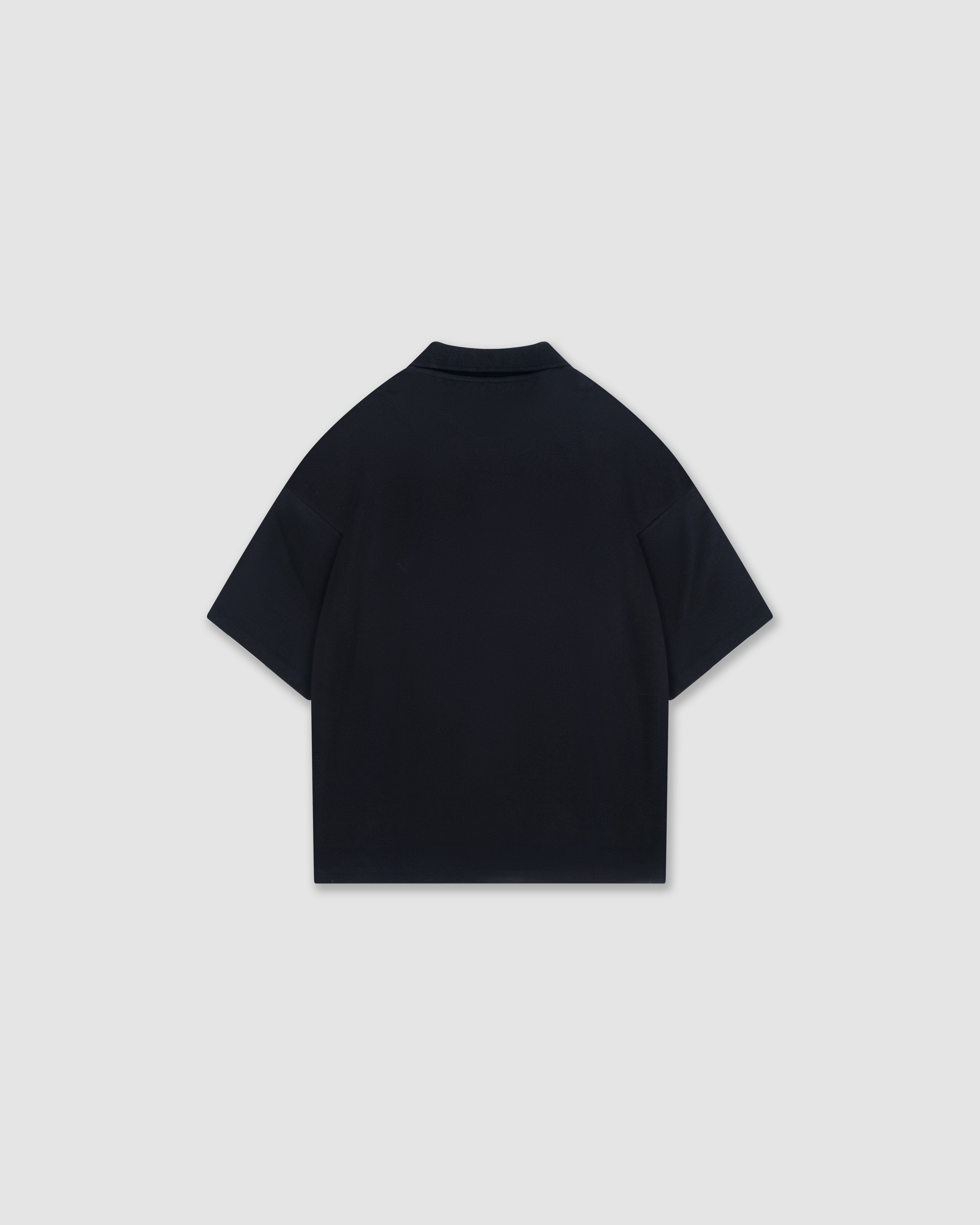 W&R Black Boxy Polo