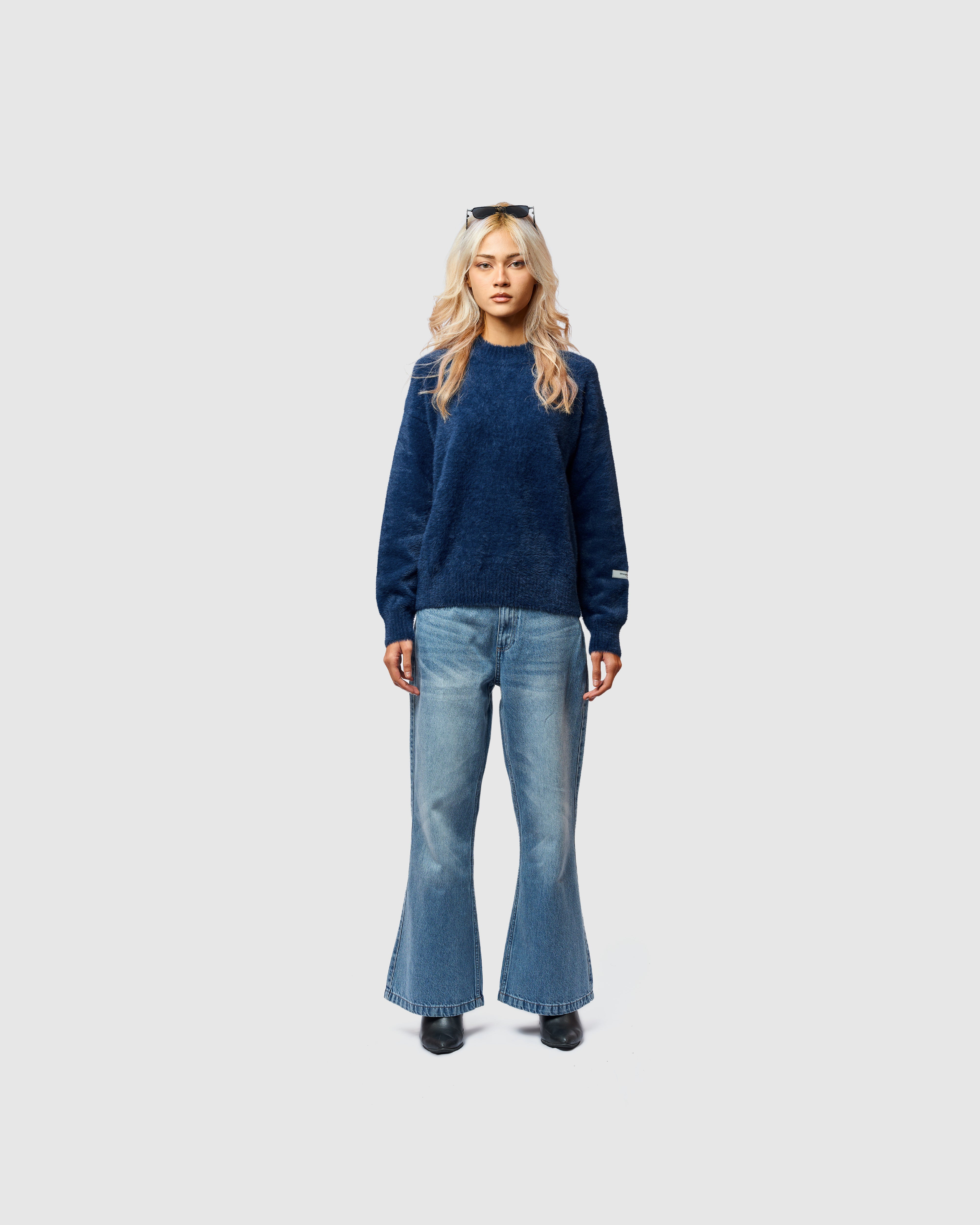 W&R Navy Cat Feather Sweater