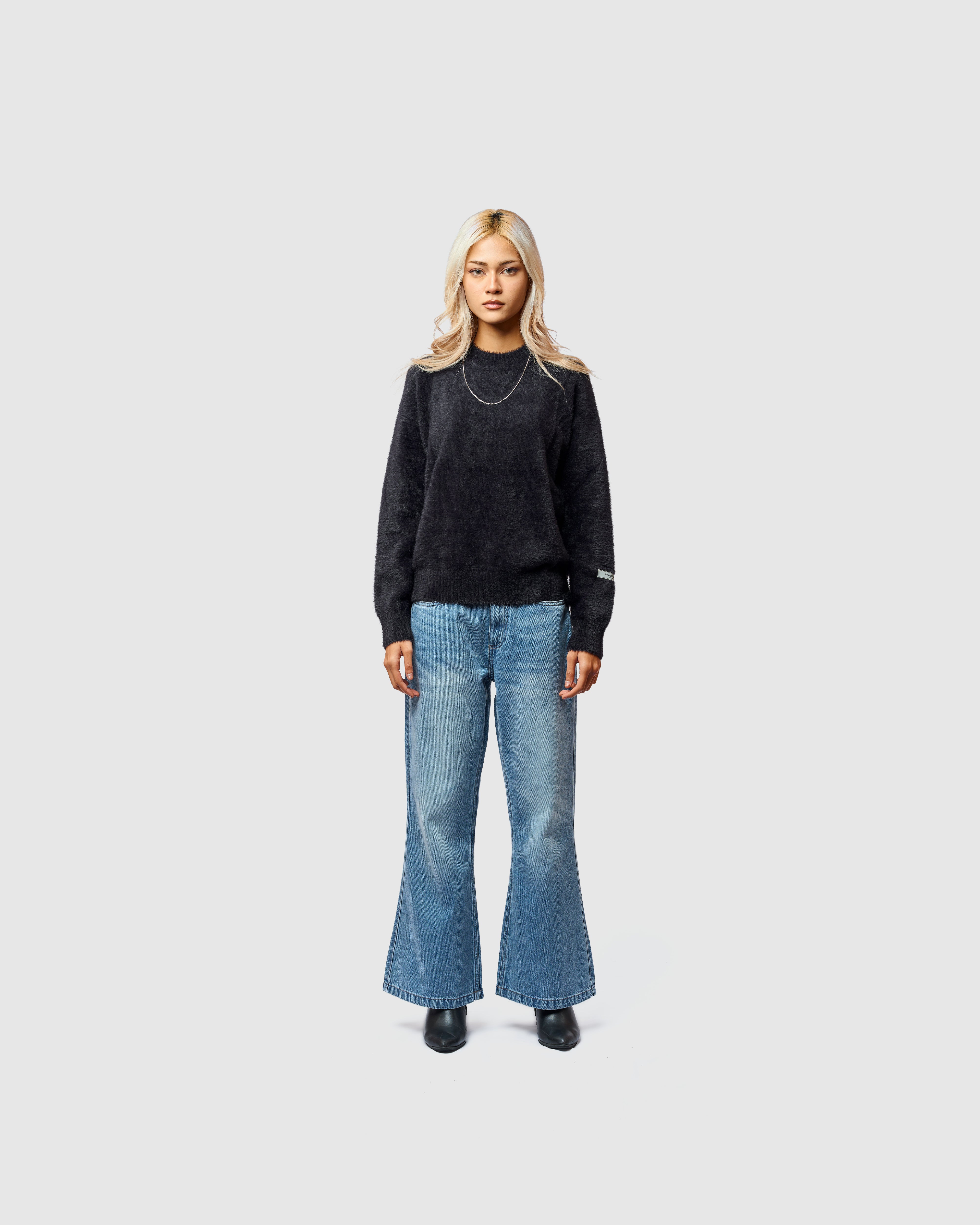 W&R Black Cat Feather Sweater