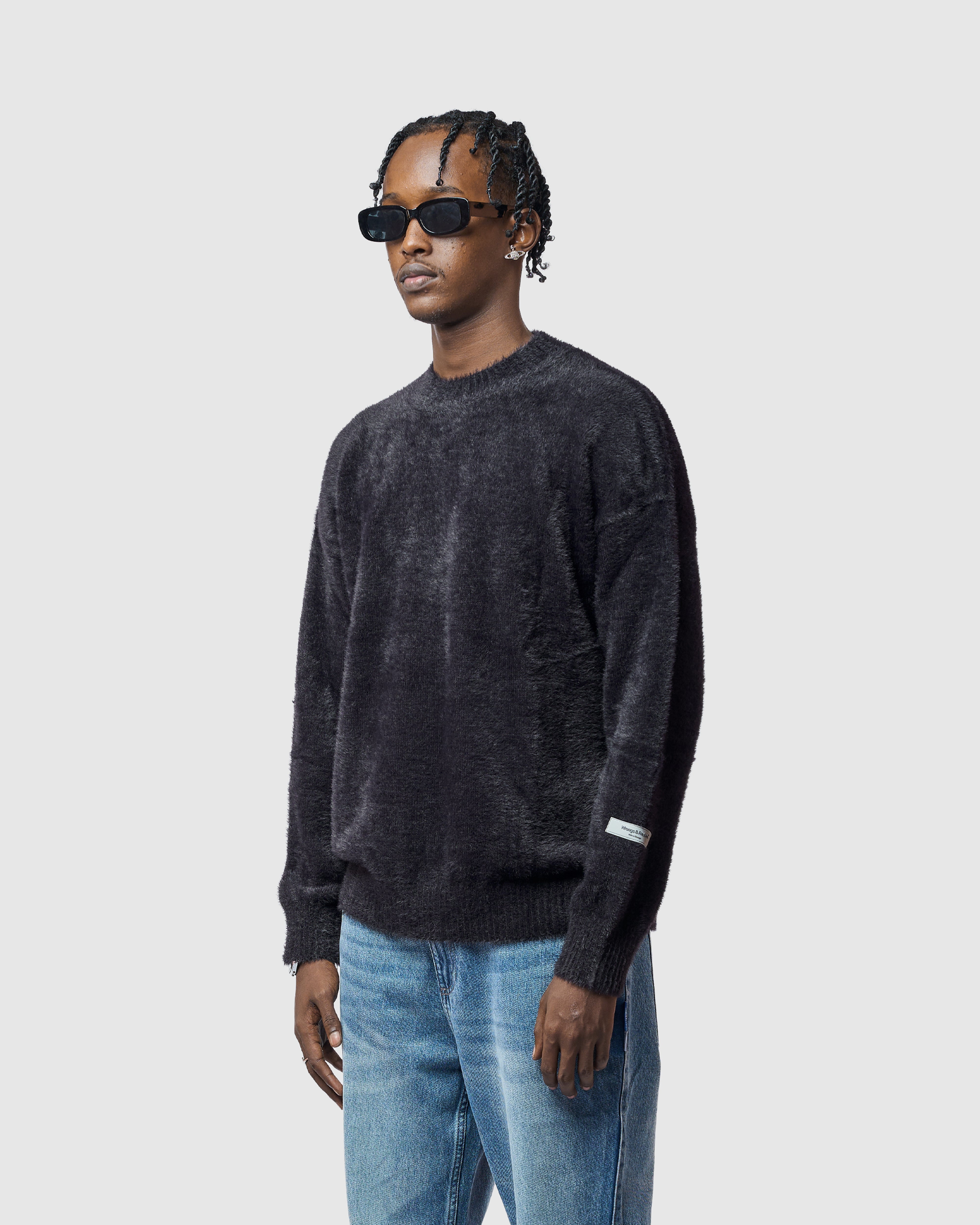 W&R Black Cat Feather Sweater