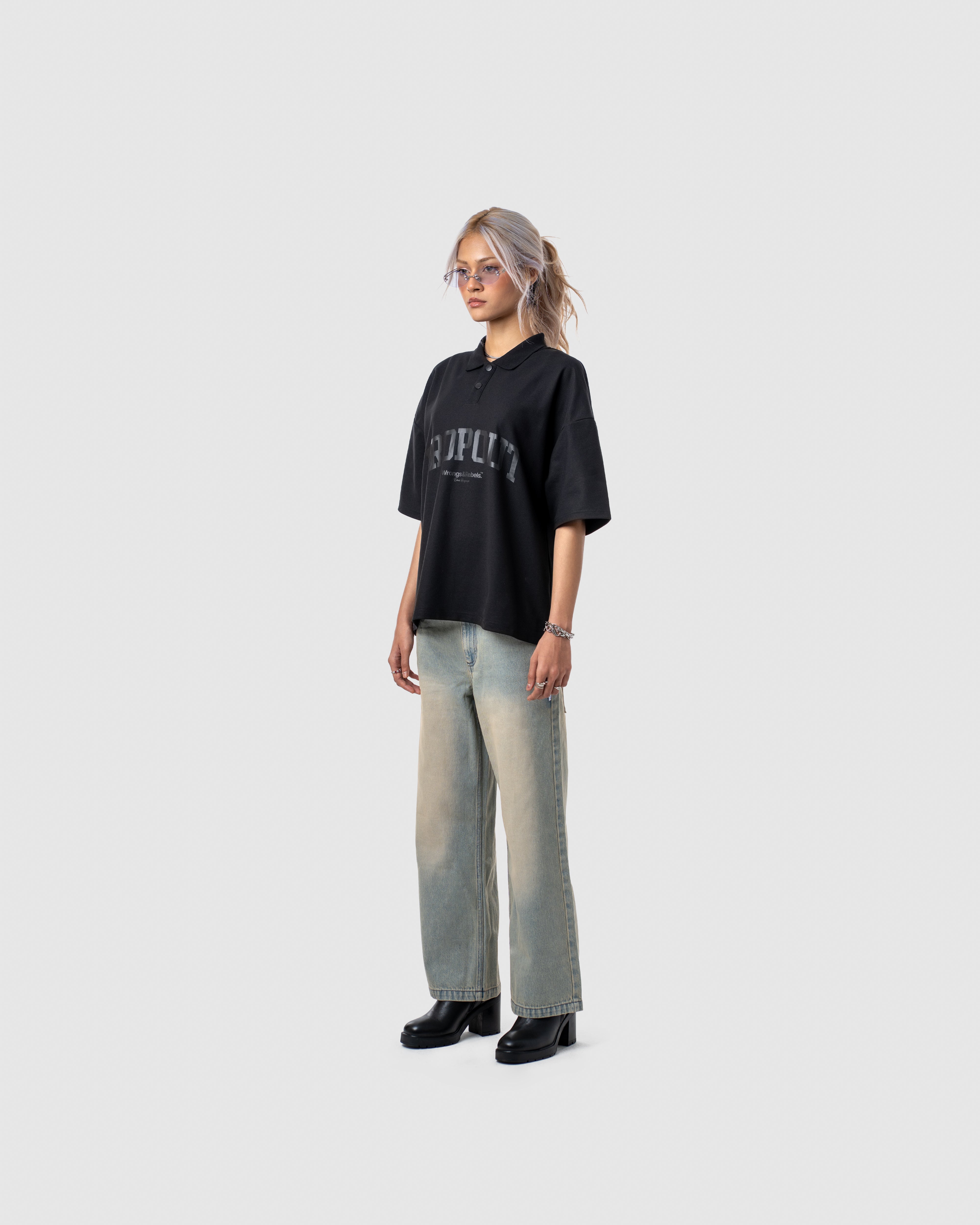 W&R Black Boxy Polo