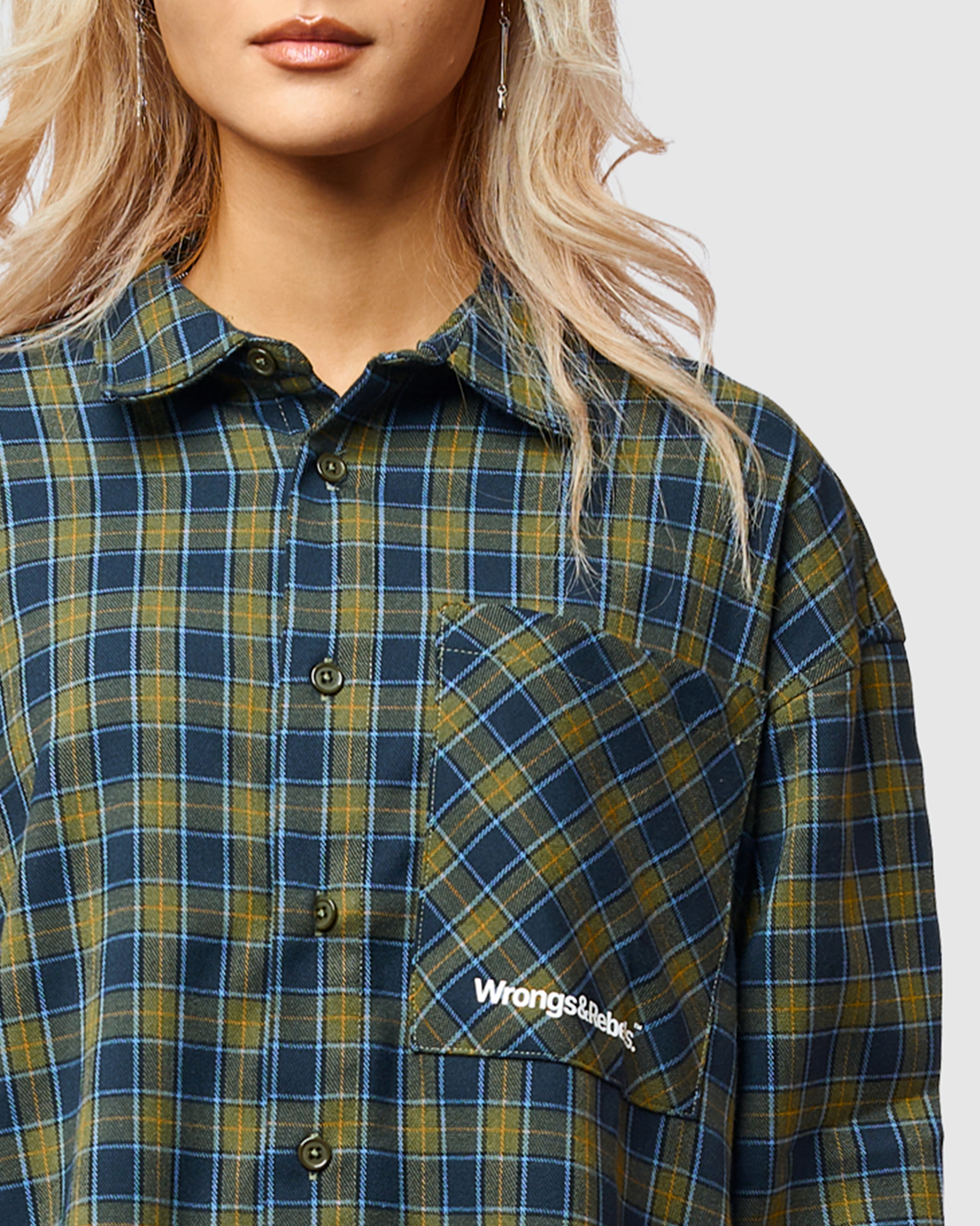 W&R Teal Boxy Check Shirt