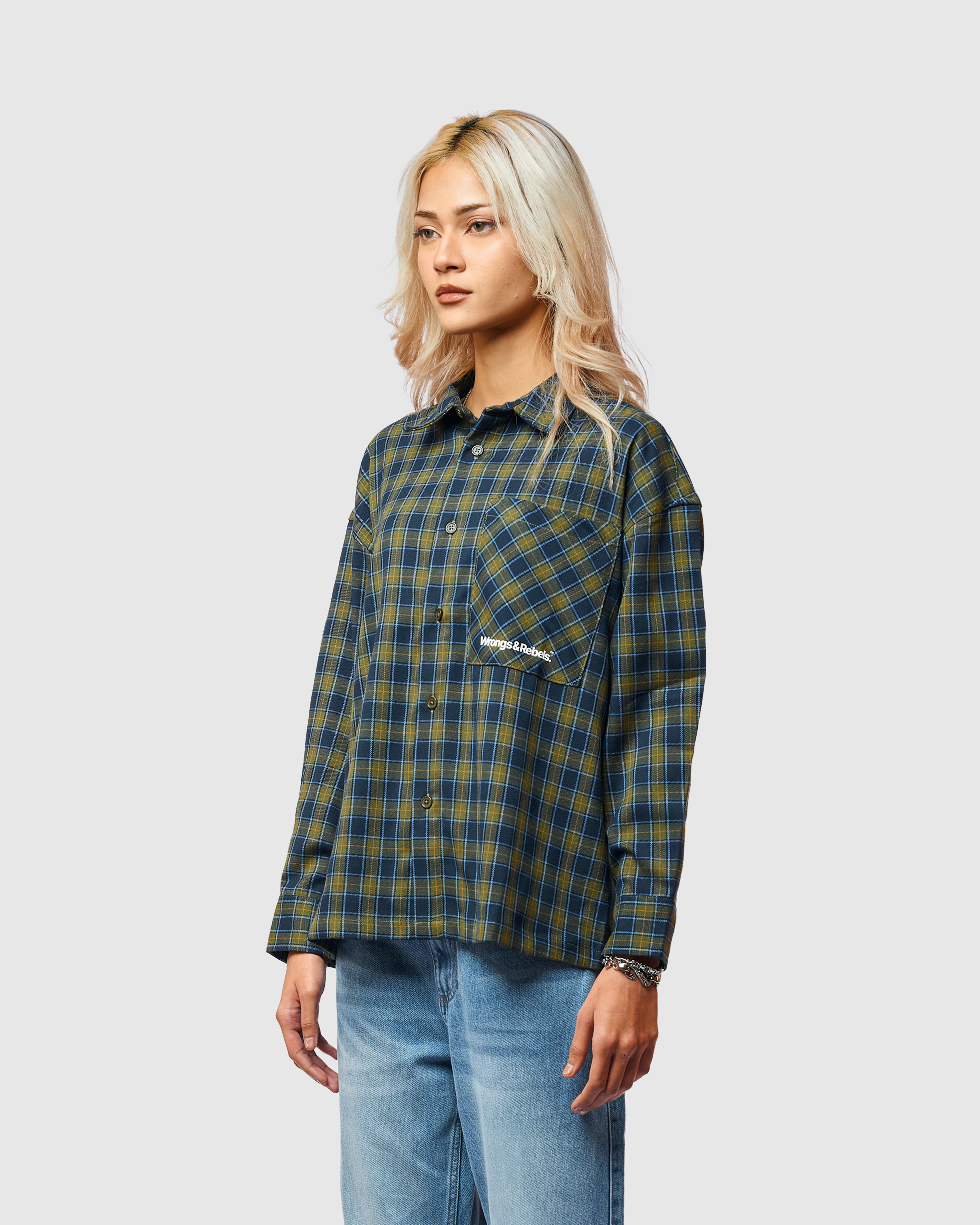 W&R Teal Boxy Check Shirt