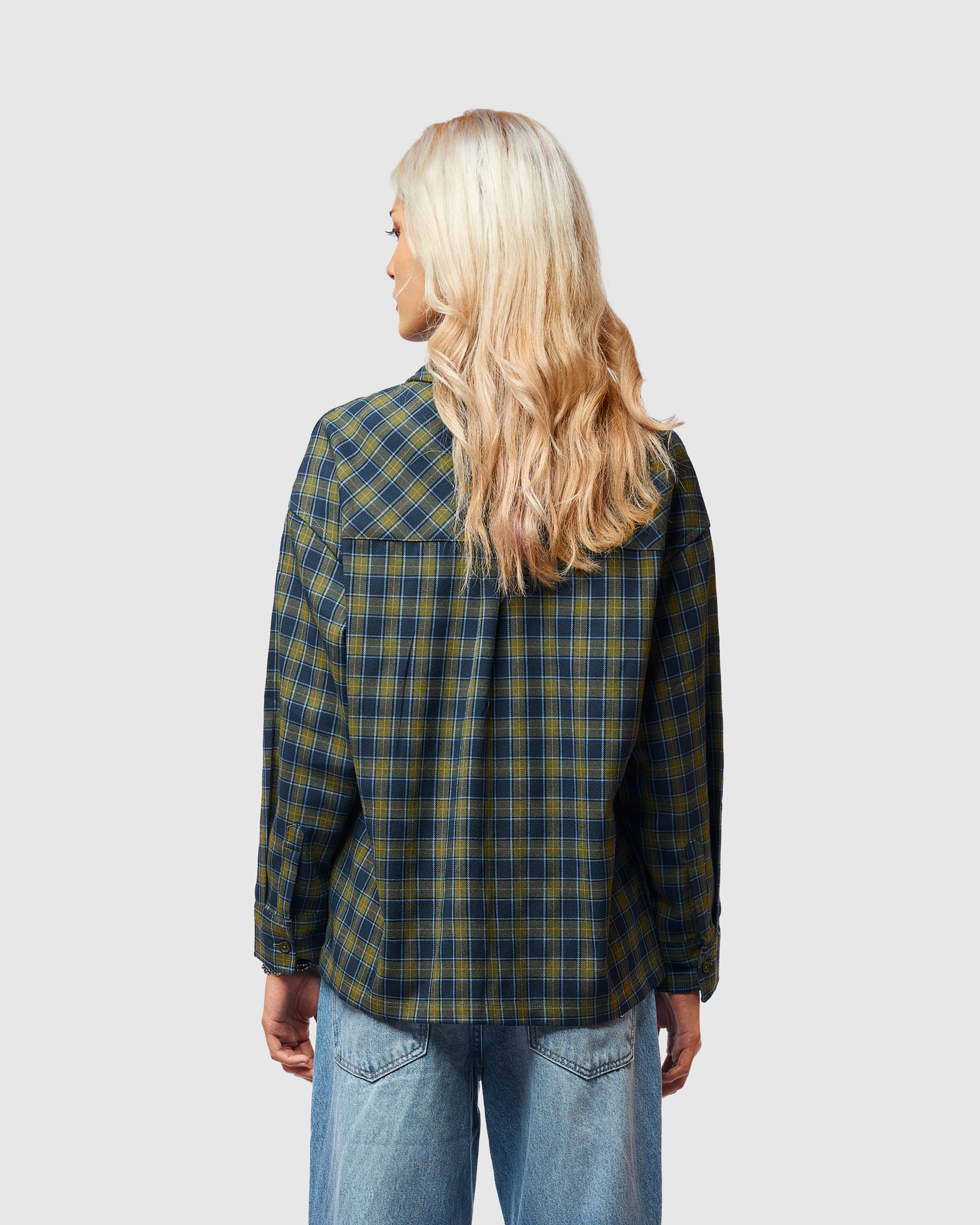 W&R Teal Boxy Check Shirt
