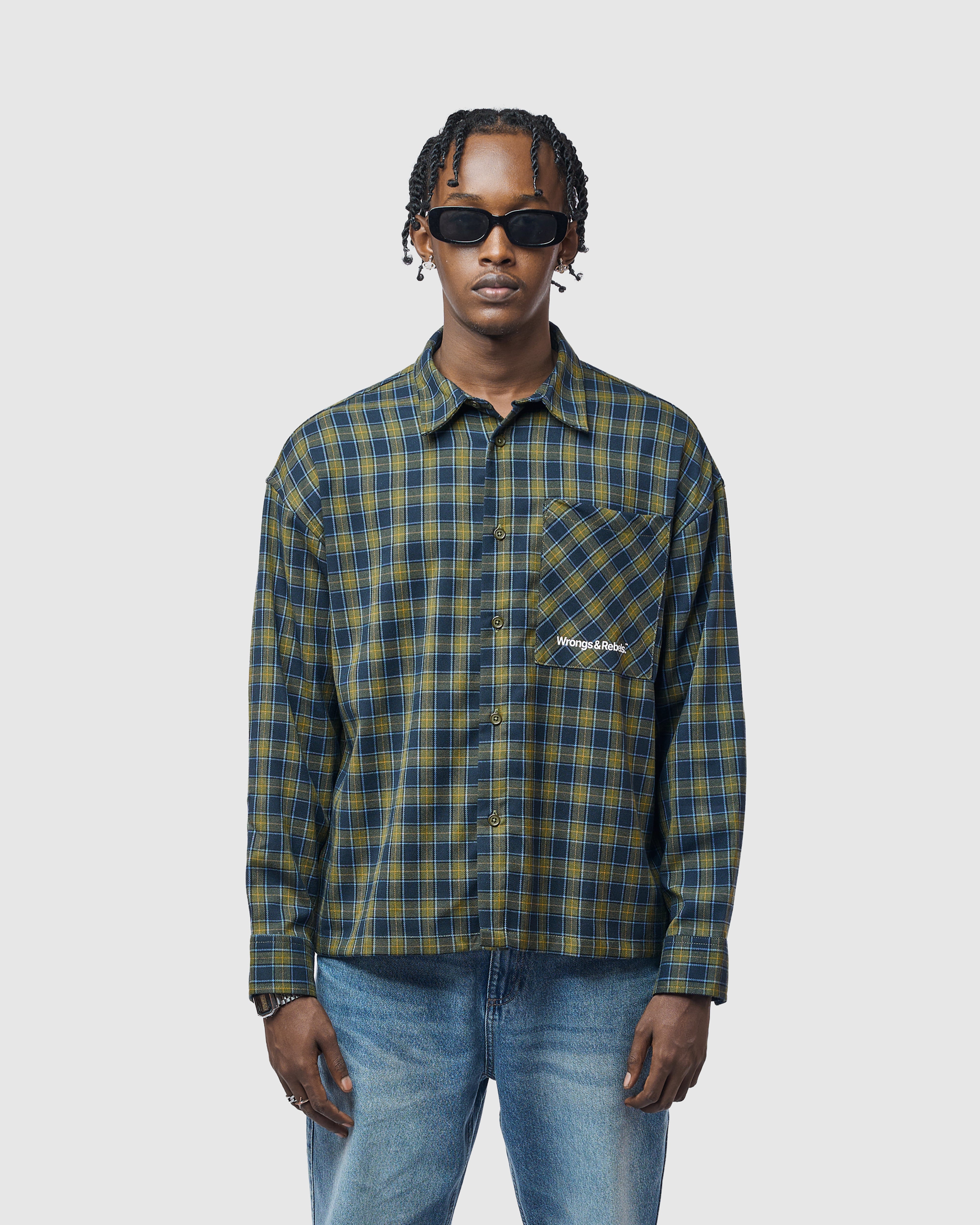 W&R Teal Boxy Check Shirt