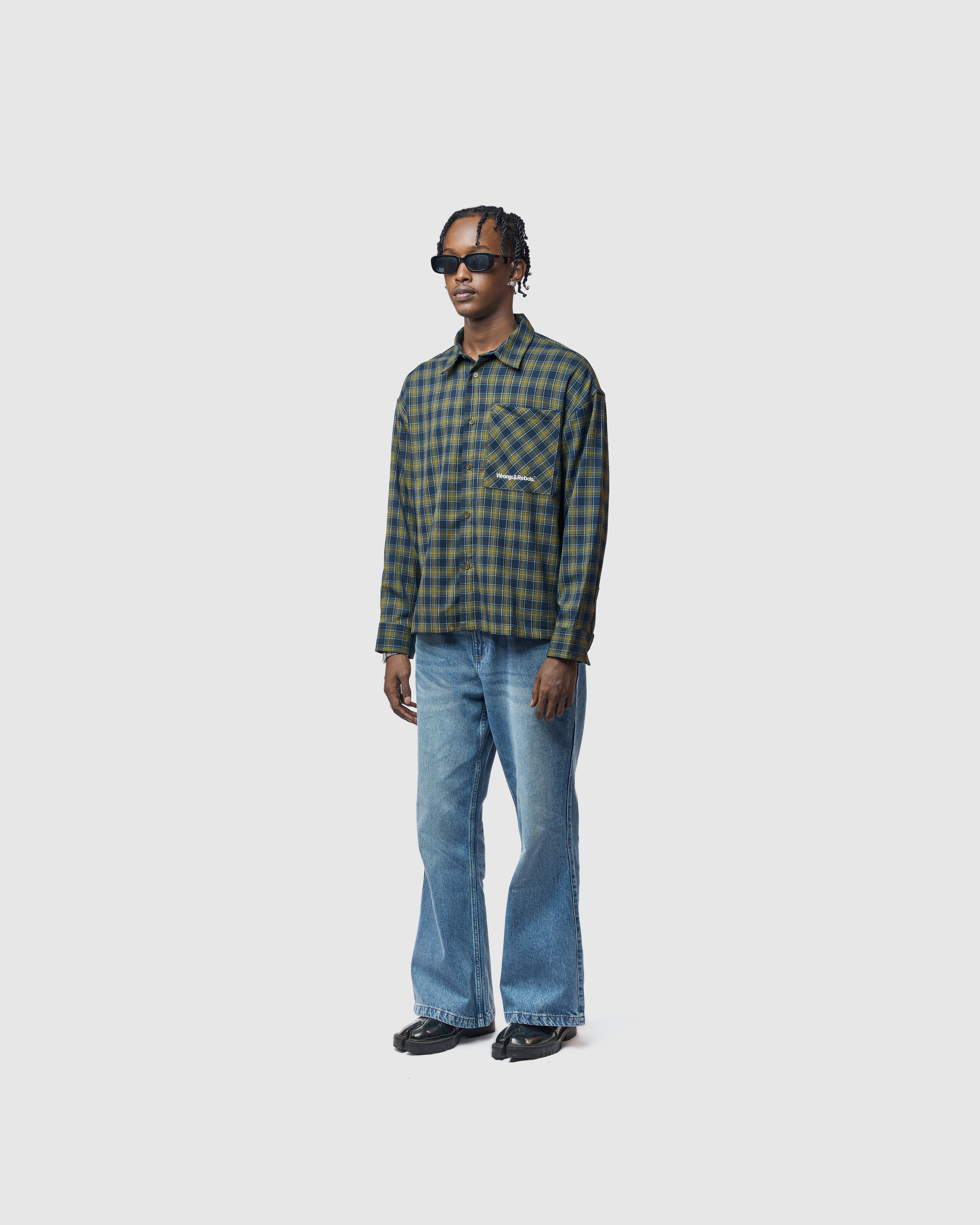 W&R Teal Boxy Check Shirt