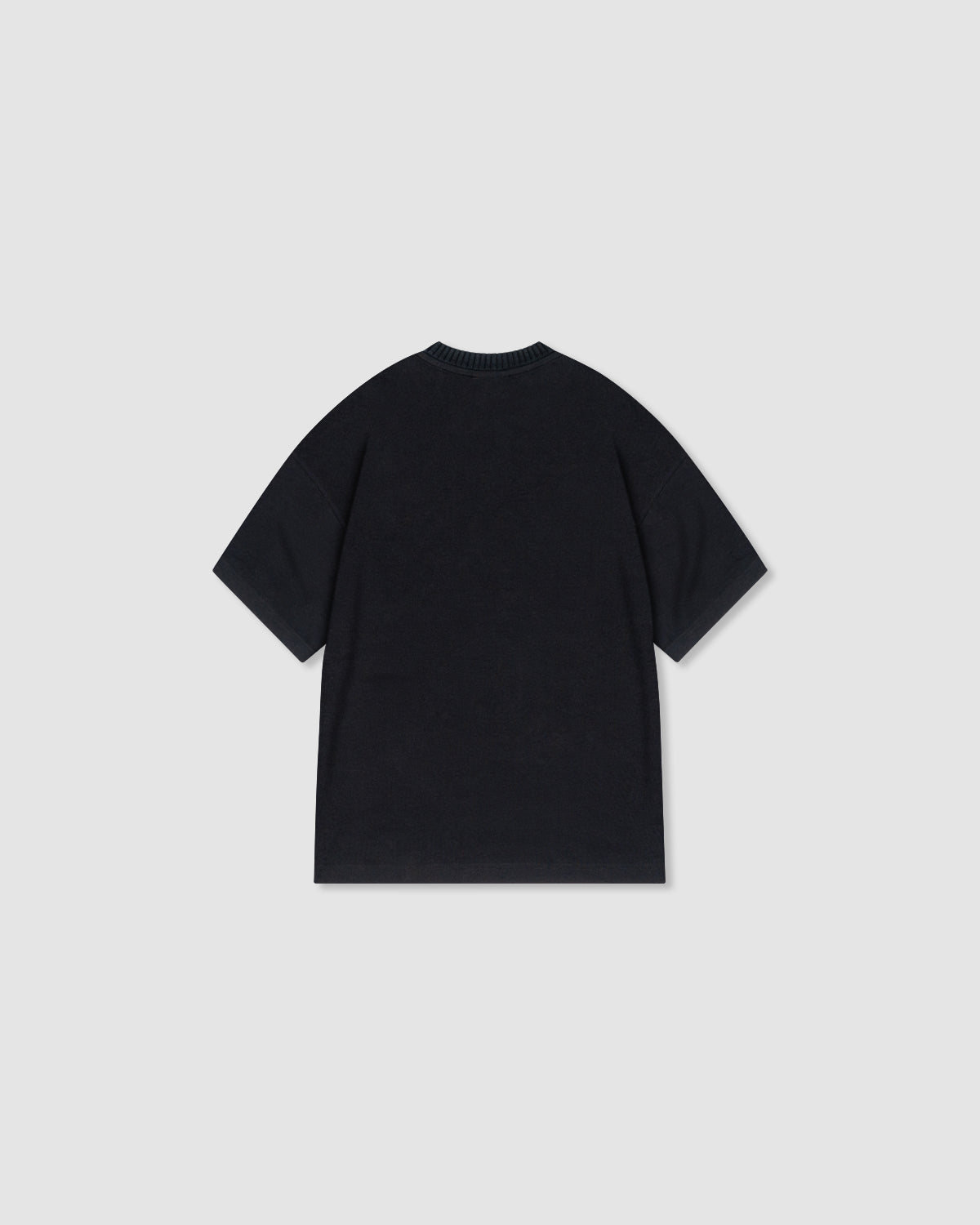 W&R Black Knit Collar Boxy T-Shirt