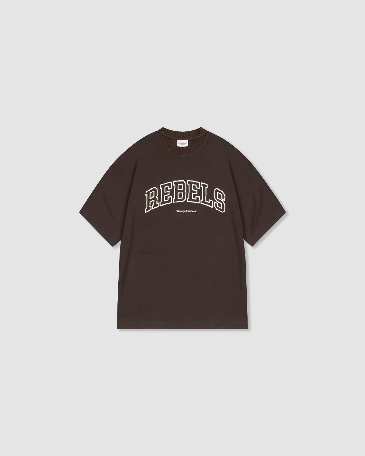 W&R Brown Knit Collar Boxy T-Shirt