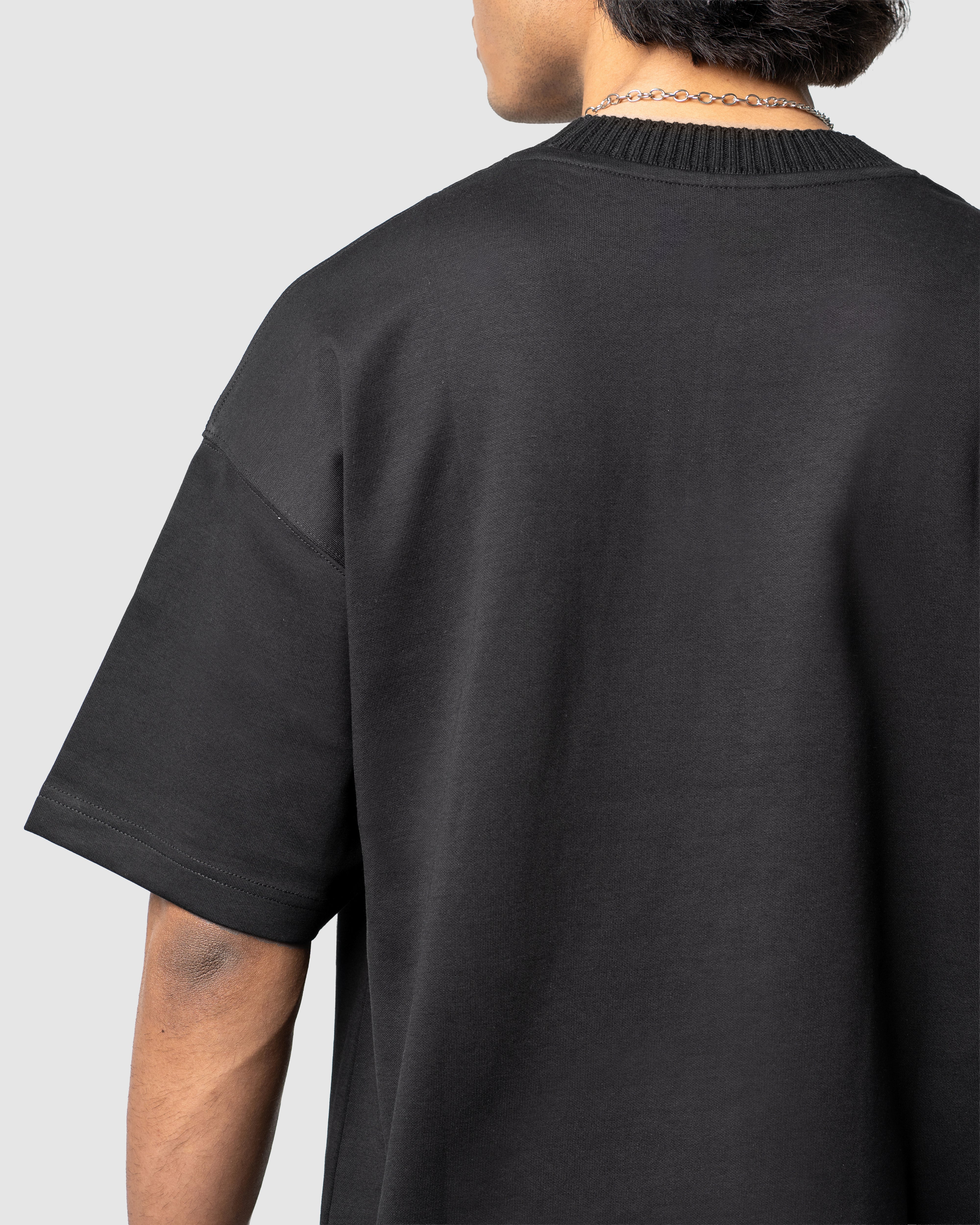 W&R Black Knit Collar Boxy T-Shirt