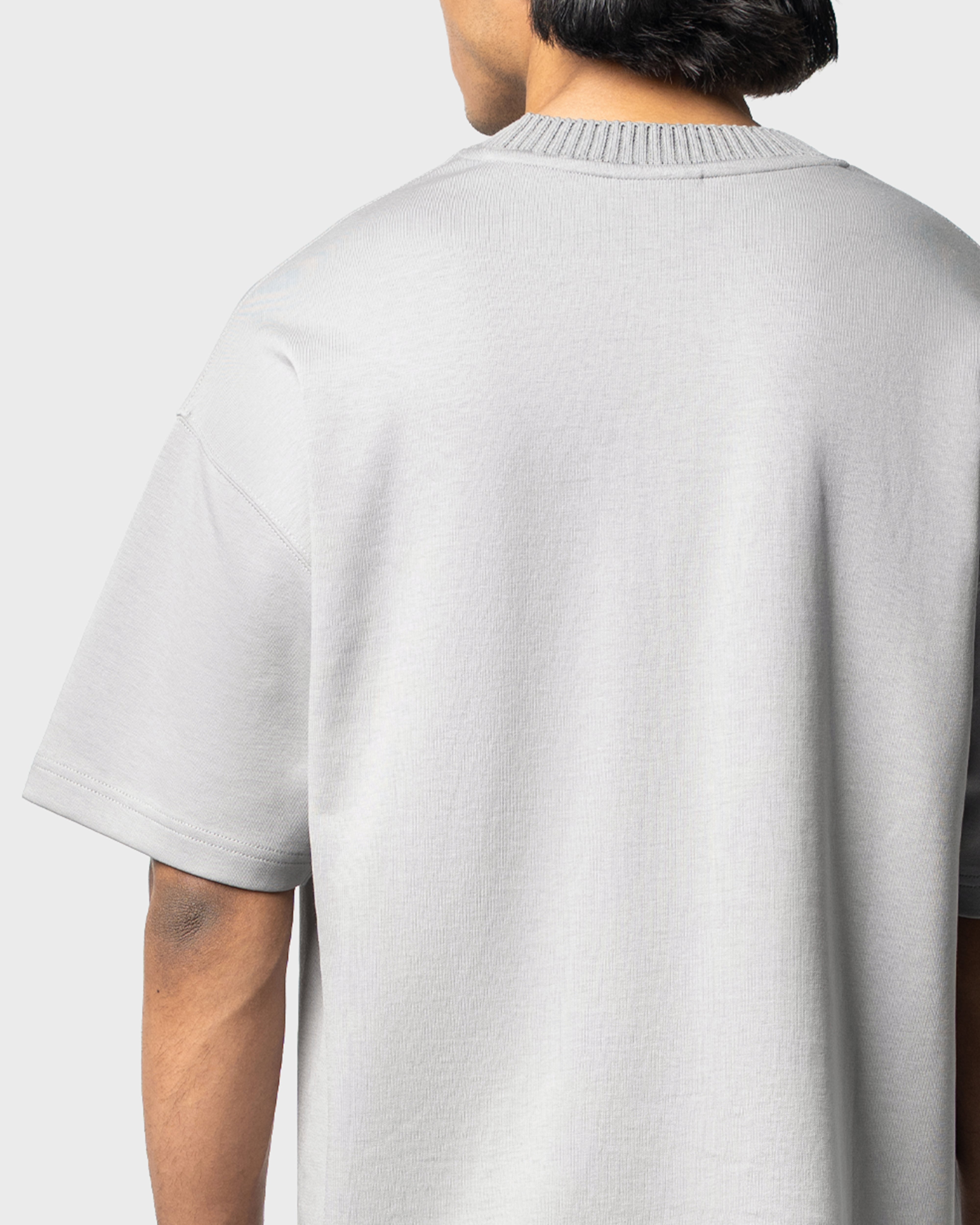 W&R Grey Knit Collar Boxy T-Shirt