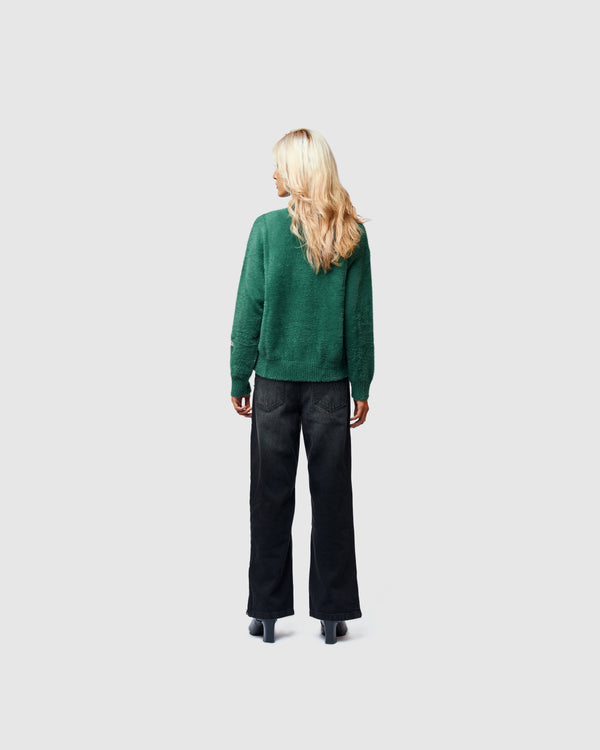 W&R Green Cat Feather Sweater