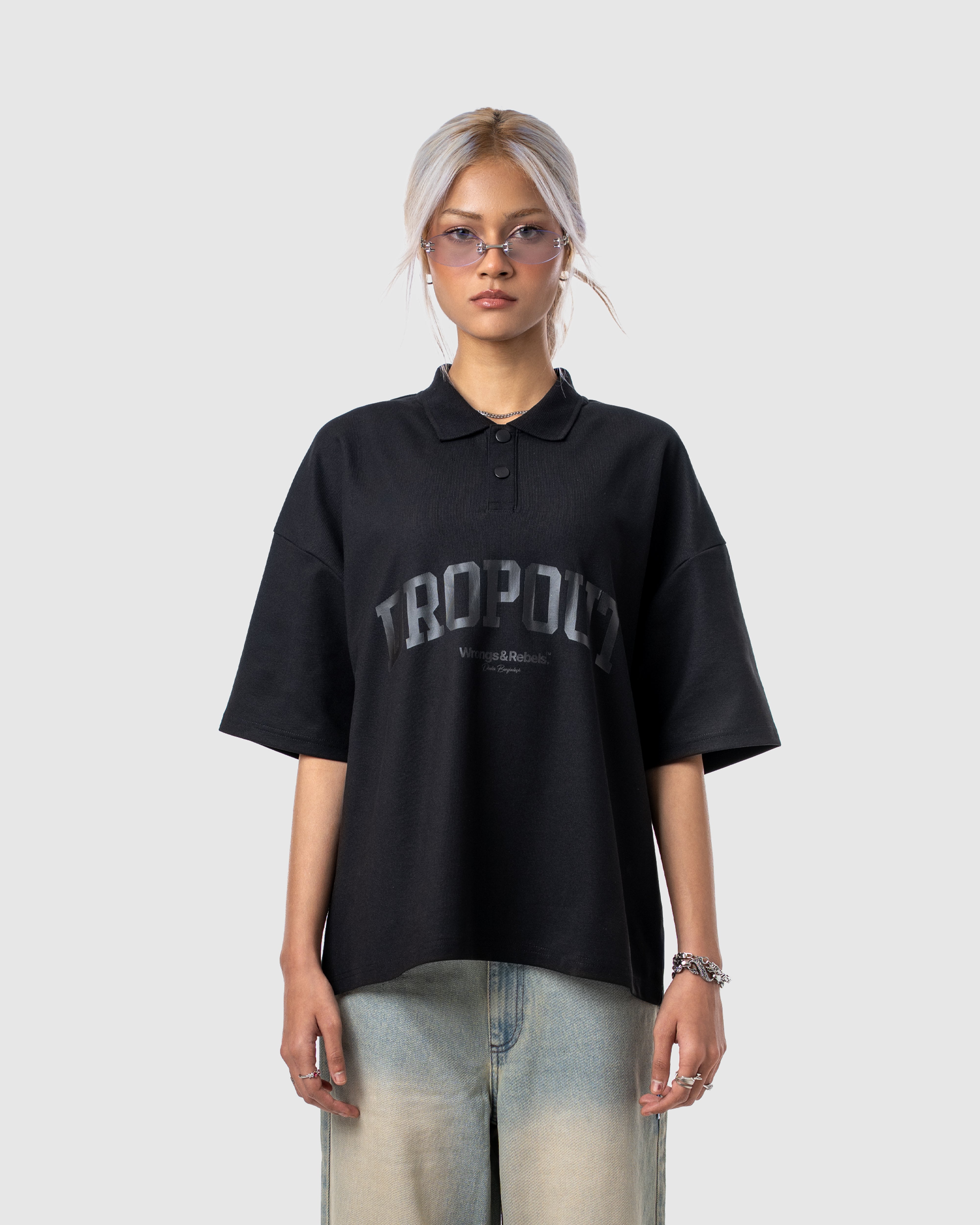 W&R Black Boxy Polo