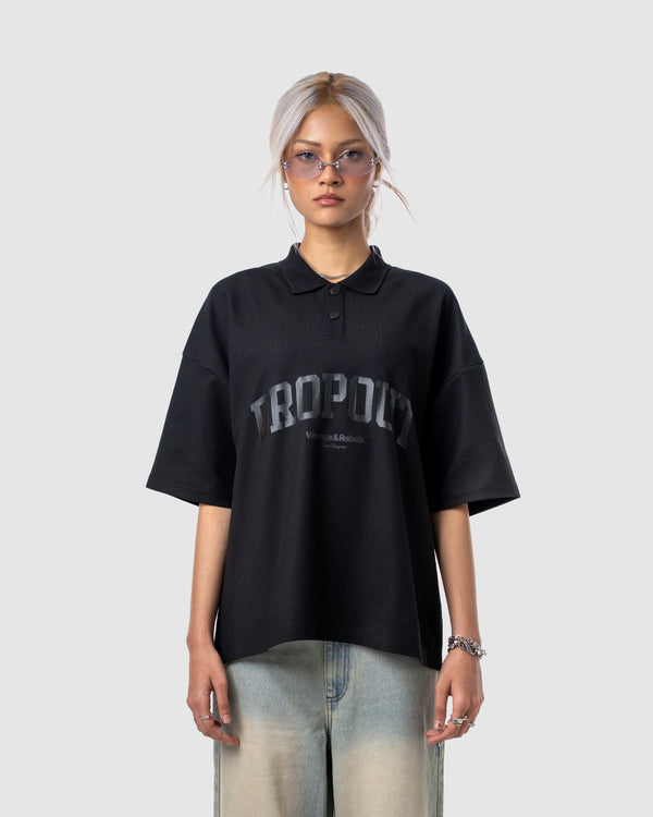 W&R Black Boxy Polo