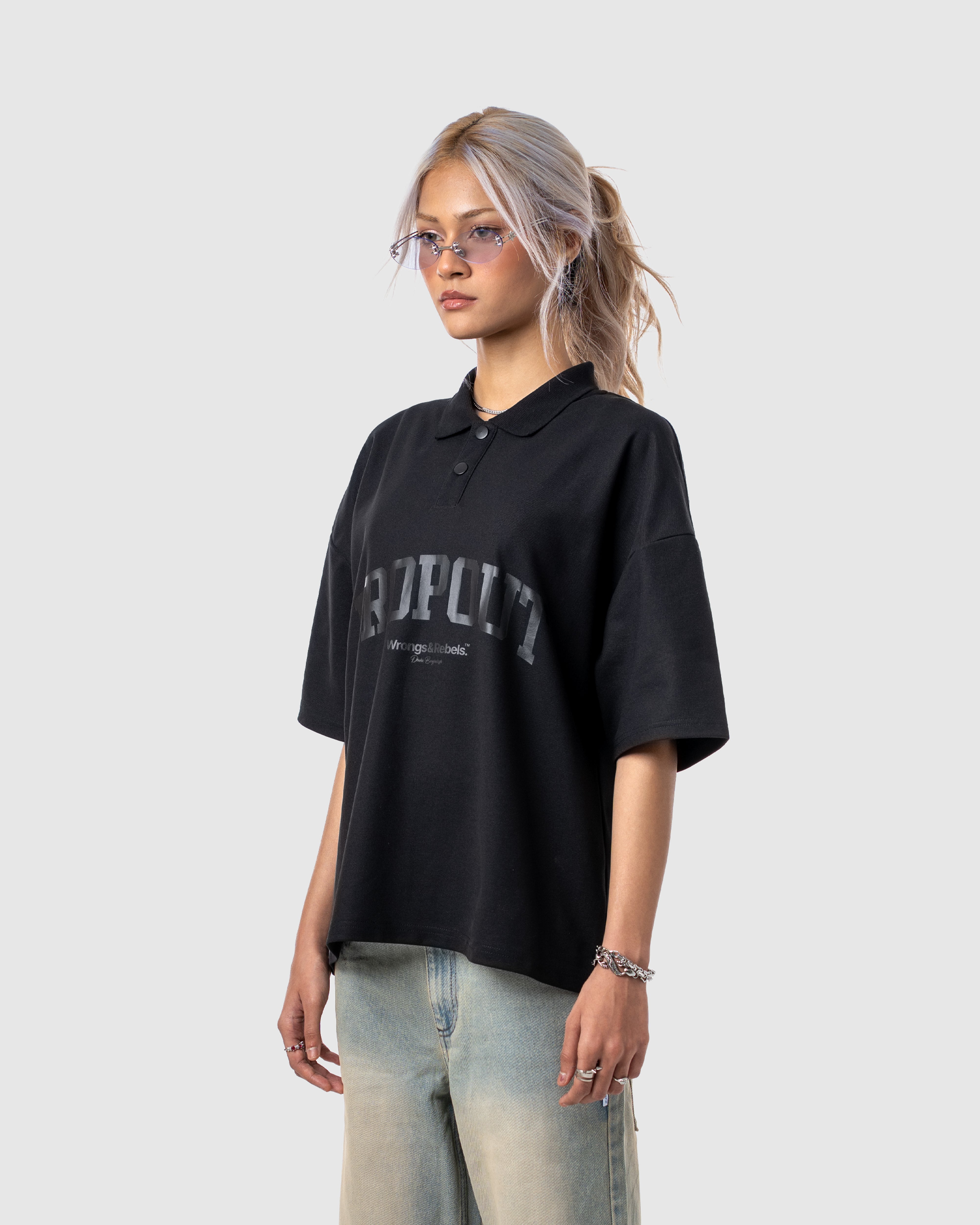 W&R Black Boxy Polo