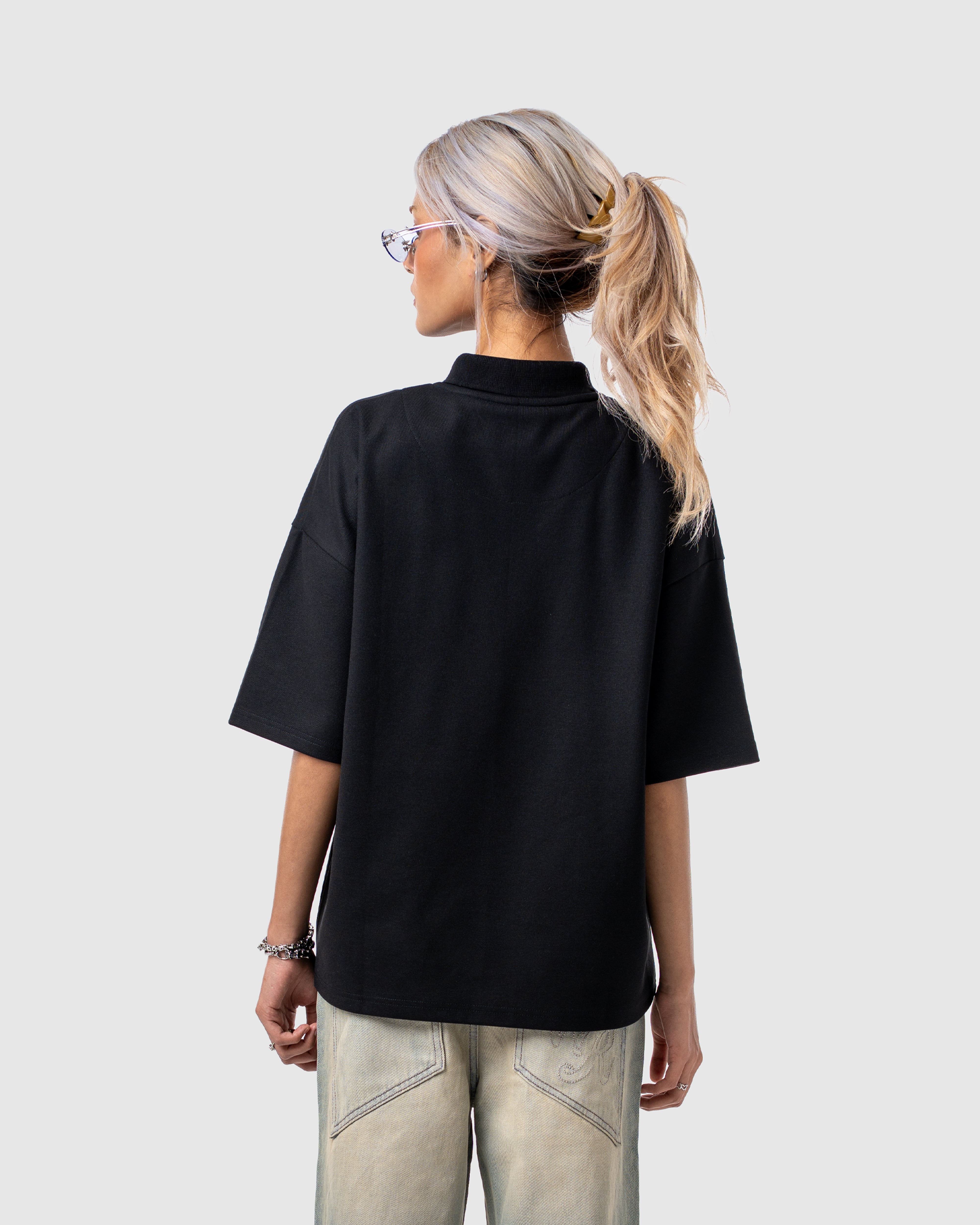 W&R Black Boxy Polo