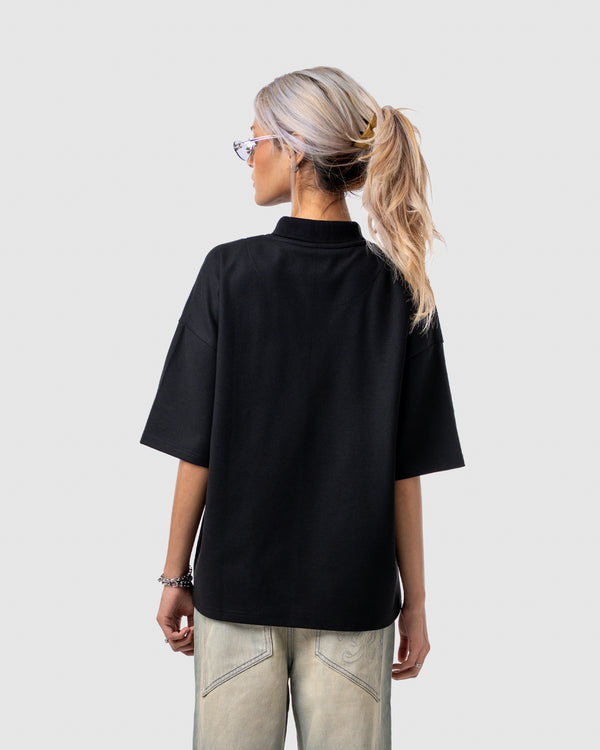 W&R Black Boxy Polo