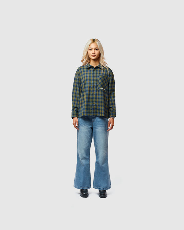 W&R Teal Boxy Check Shirt
