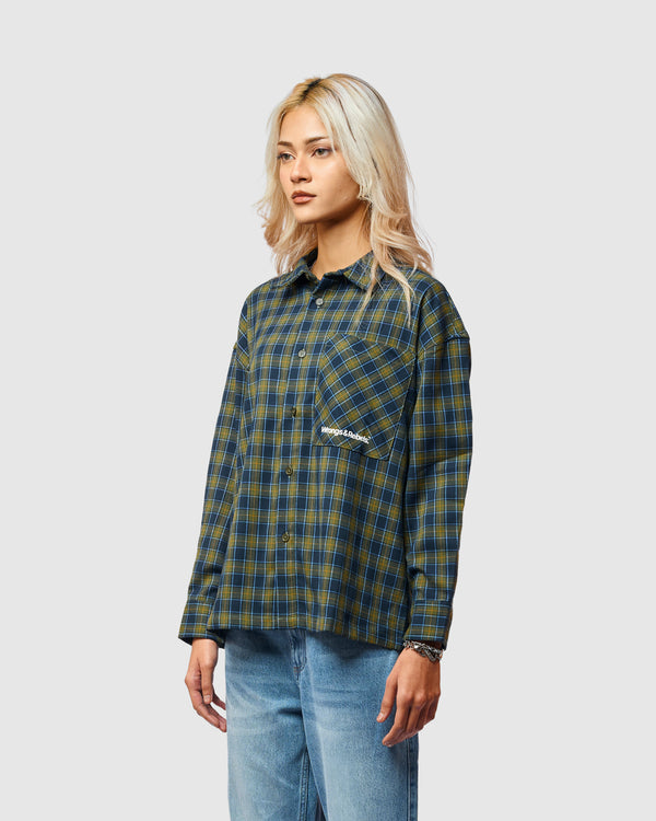 W&R Teal Boxy Check Shirt