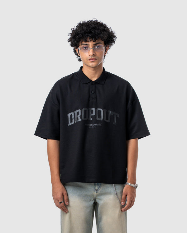 W&R Black Boxy Polo