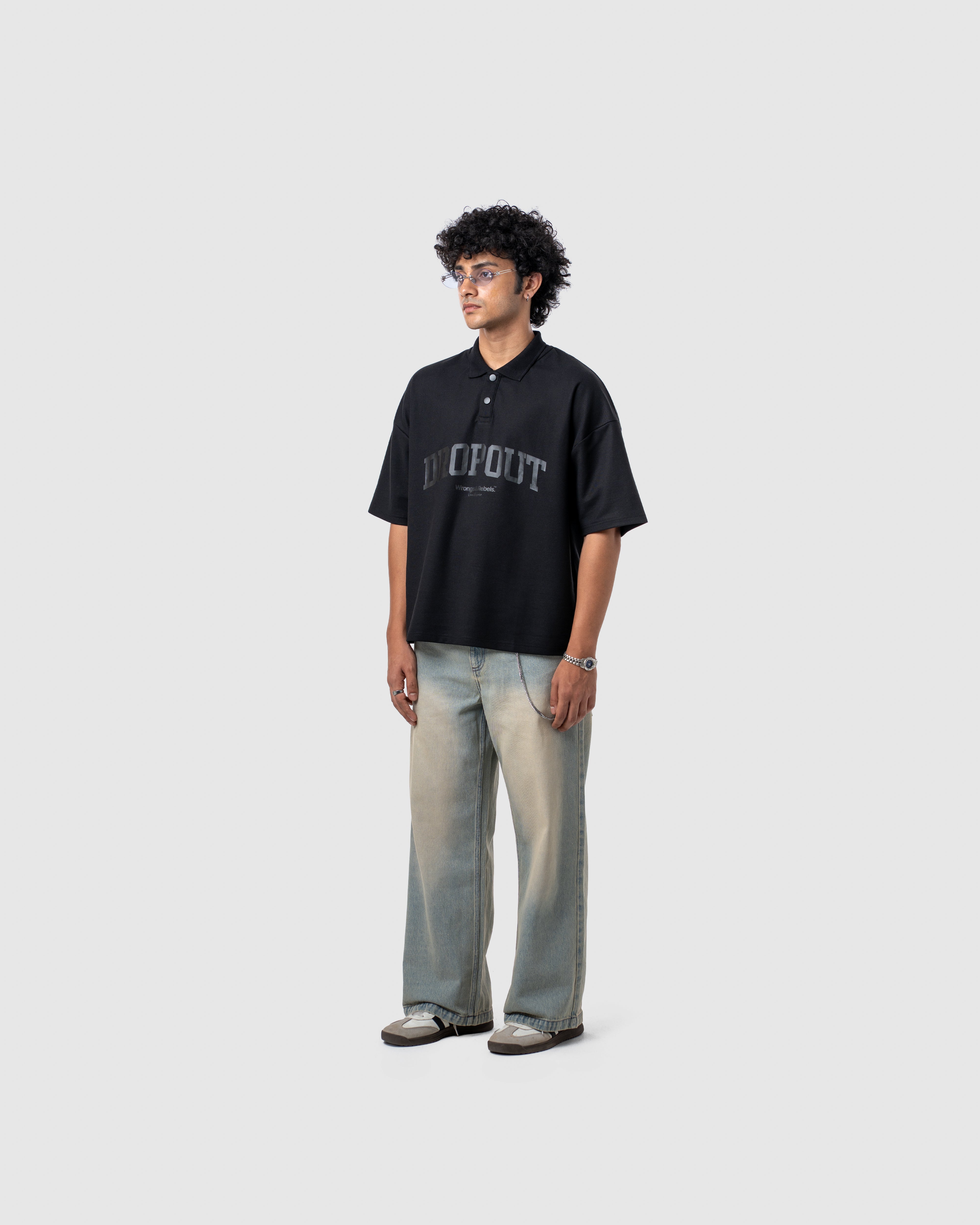 W&R Black Boxy Polo
