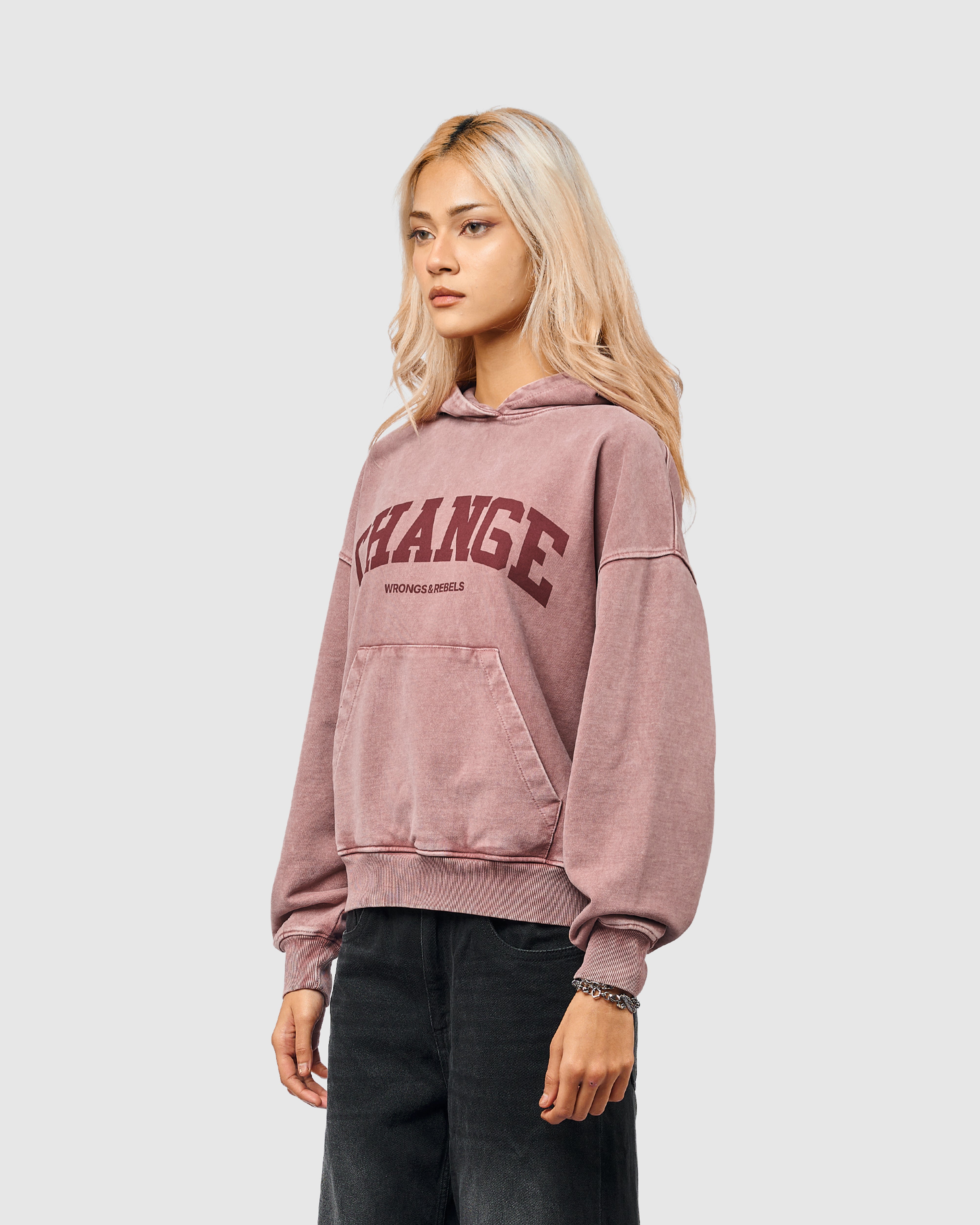 W&R Dusty Rose Boxy Hoodie | Wrongs And Rebels Ltd