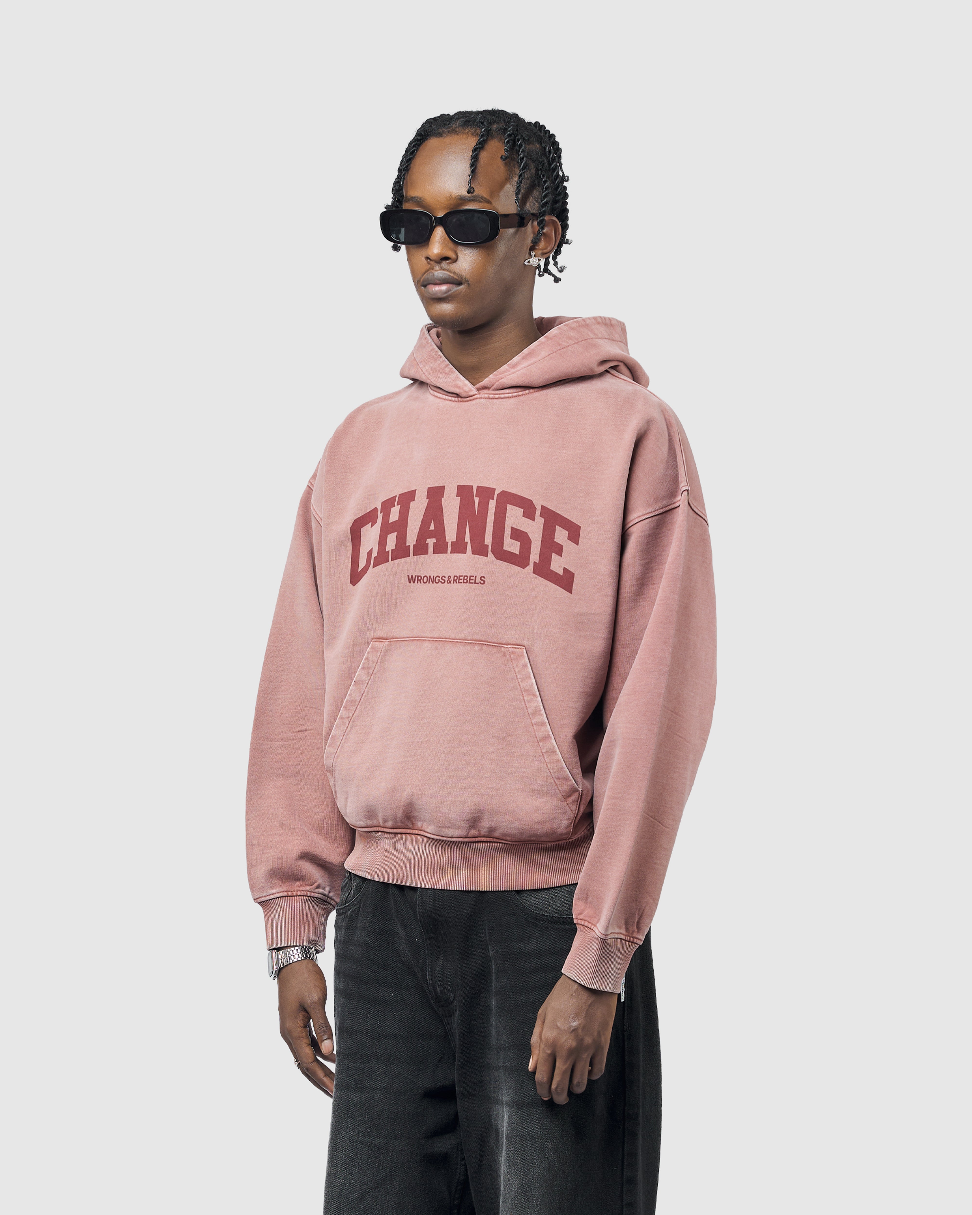W&R Dusty Rose Boxy Hoodie | Wrongs And Rebels Ltd