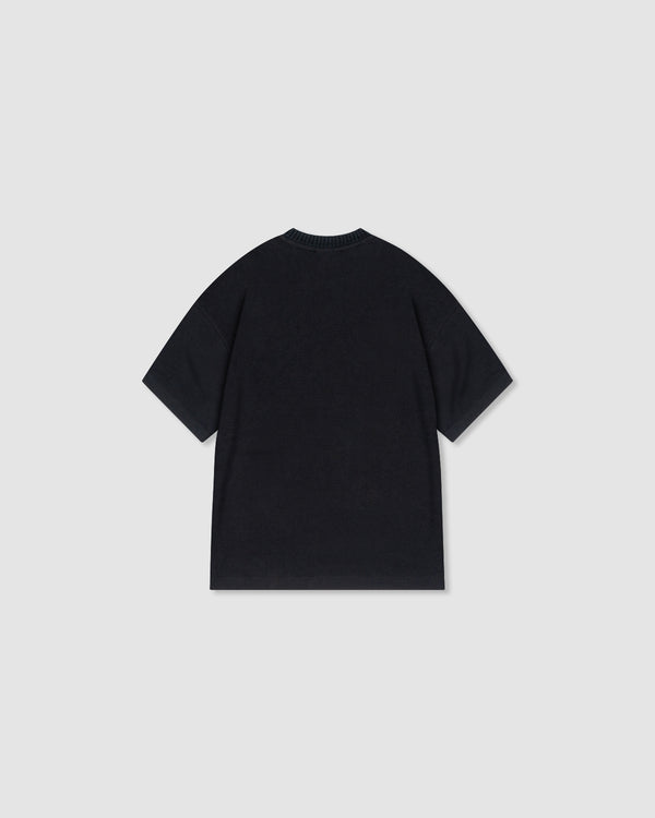W&R Black Knit Collar Boxy T-Shirt