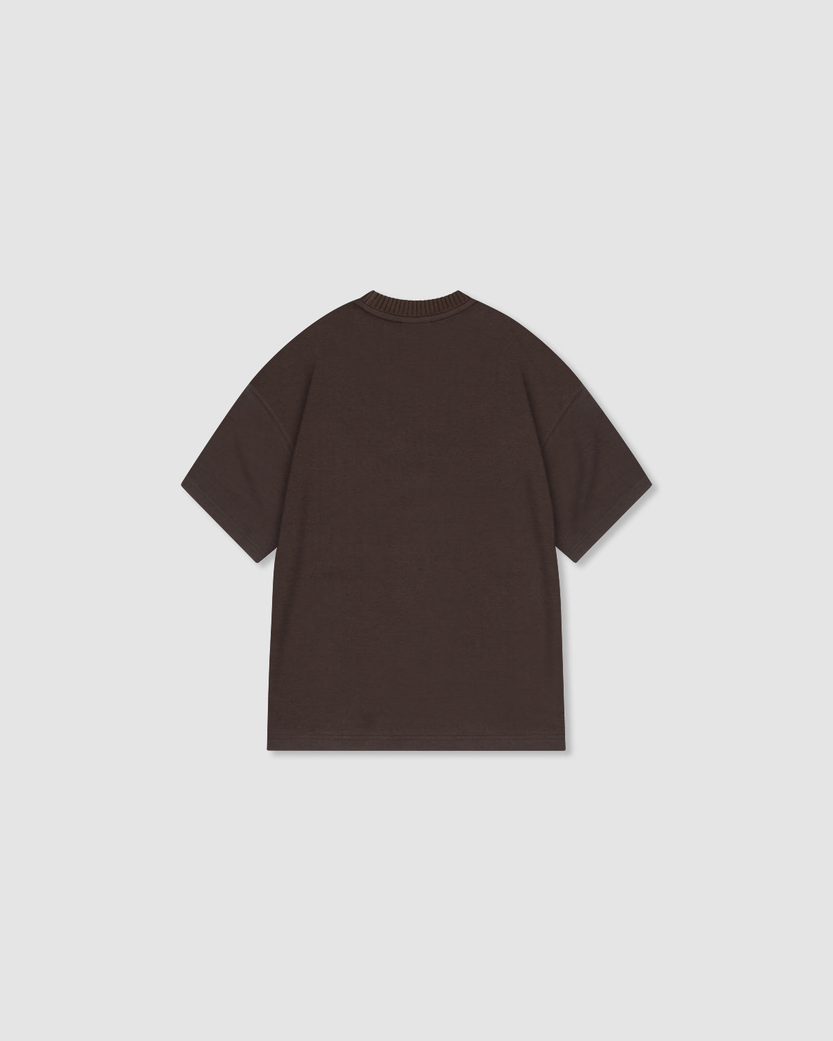 W&R Brown Knit Collar Boxy T-Shirt