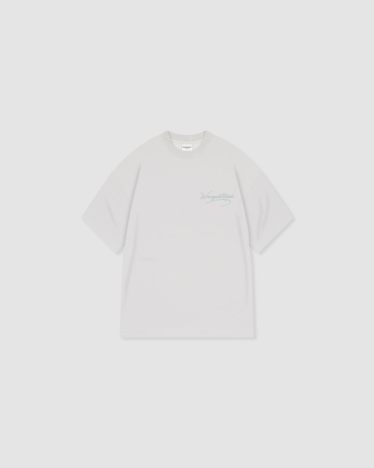 W&R Beige Knit Collar Boxy T-Shirt