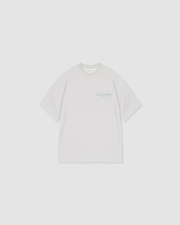 W&R Beige Knit Collar Boxy T-Shirt