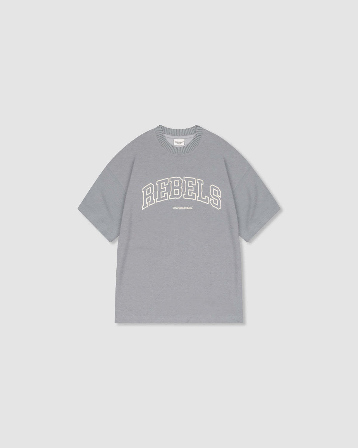 W&R Grey Knit Collar Boxy T-Shirt