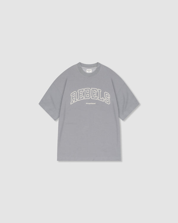 W&R Grey Knit Collar Boxy T-Shirt