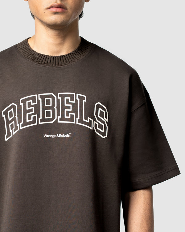 W&R Brown Knit Collar Boxy T-Shirt