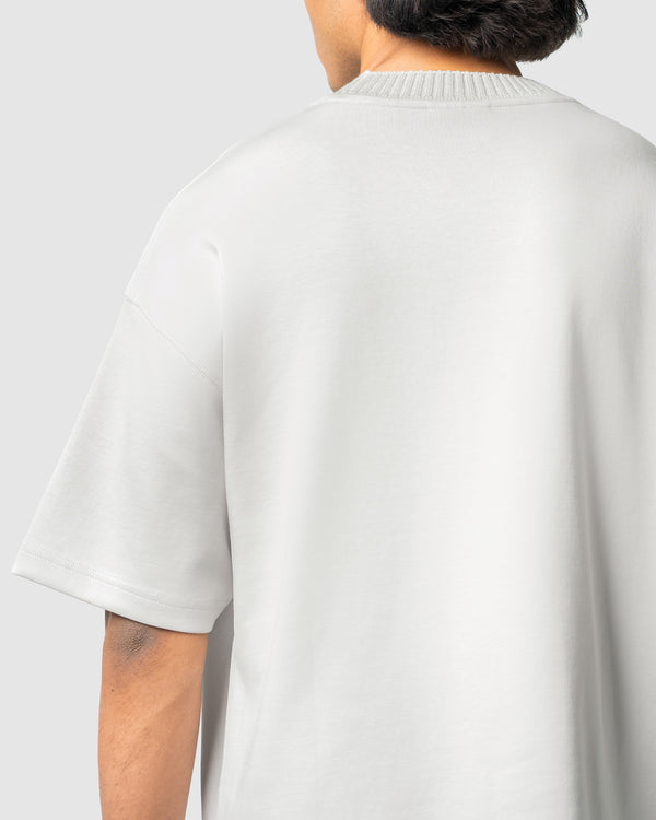 W&R Beige Knit Collar Boxy T-Shirt