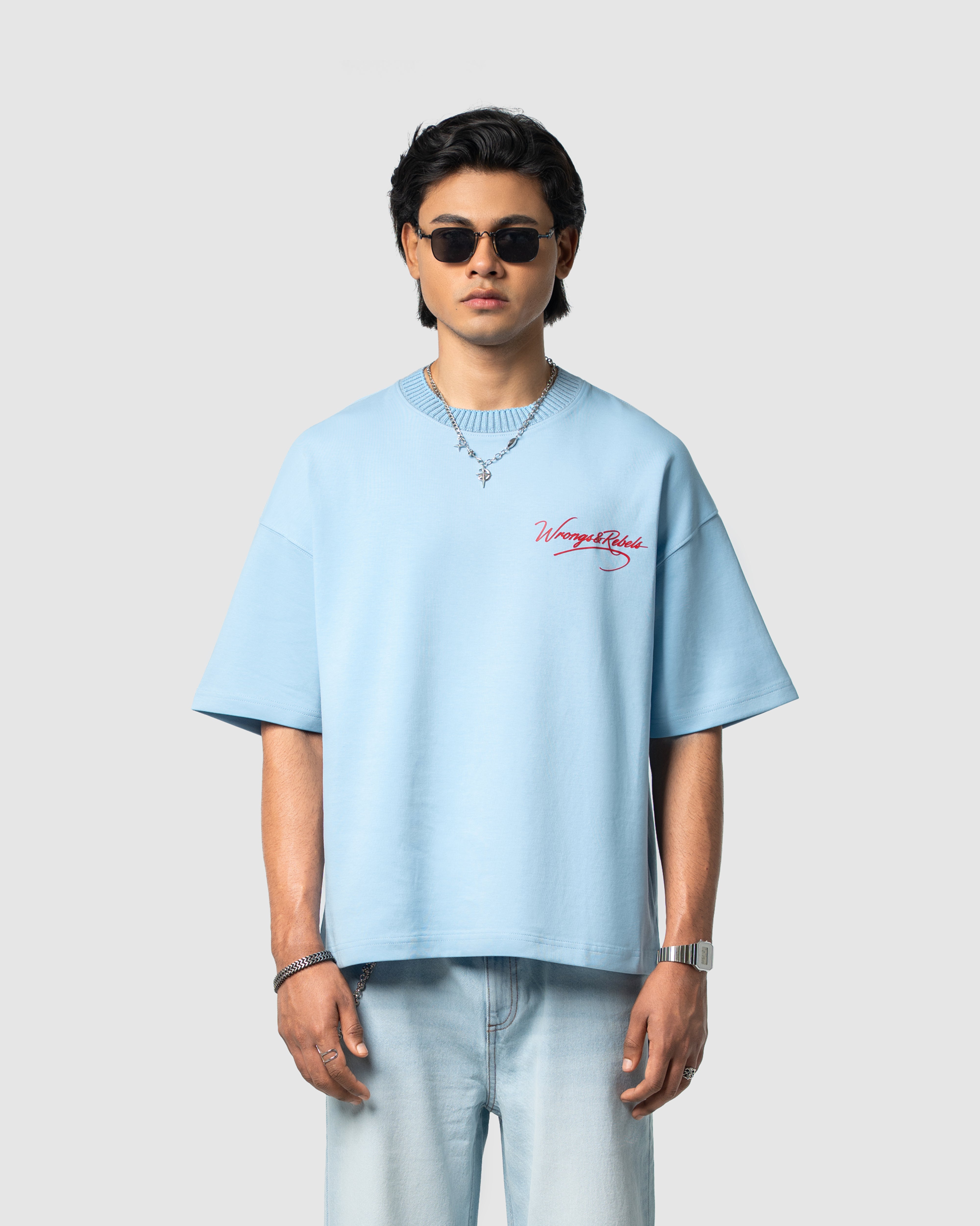 W&R Sky Knit Collar Boxy T-Shirt