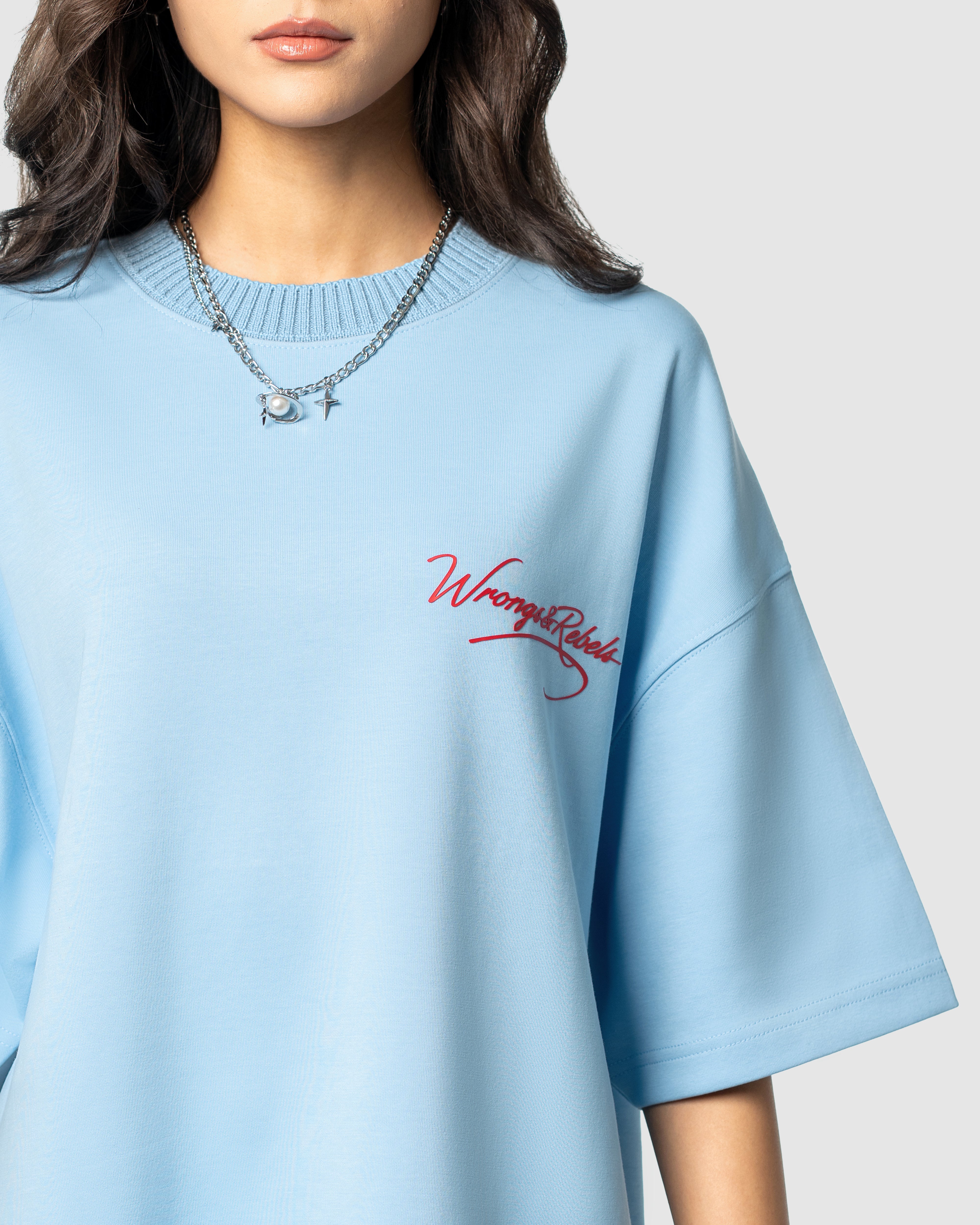 W&R Sky Knit Collar Boxy T-Shirt