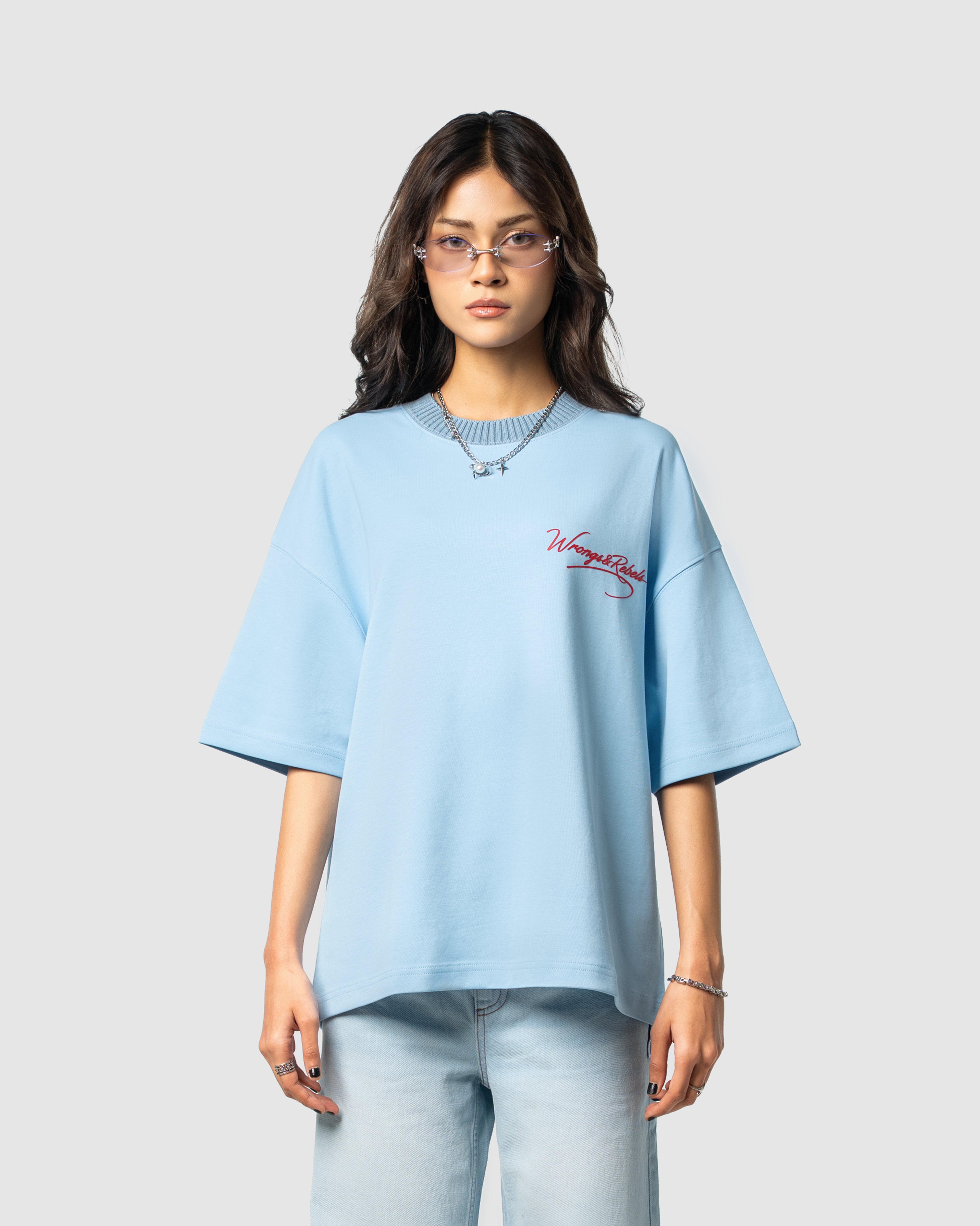W&R Sky Knit Collar Boxy T-Shirt