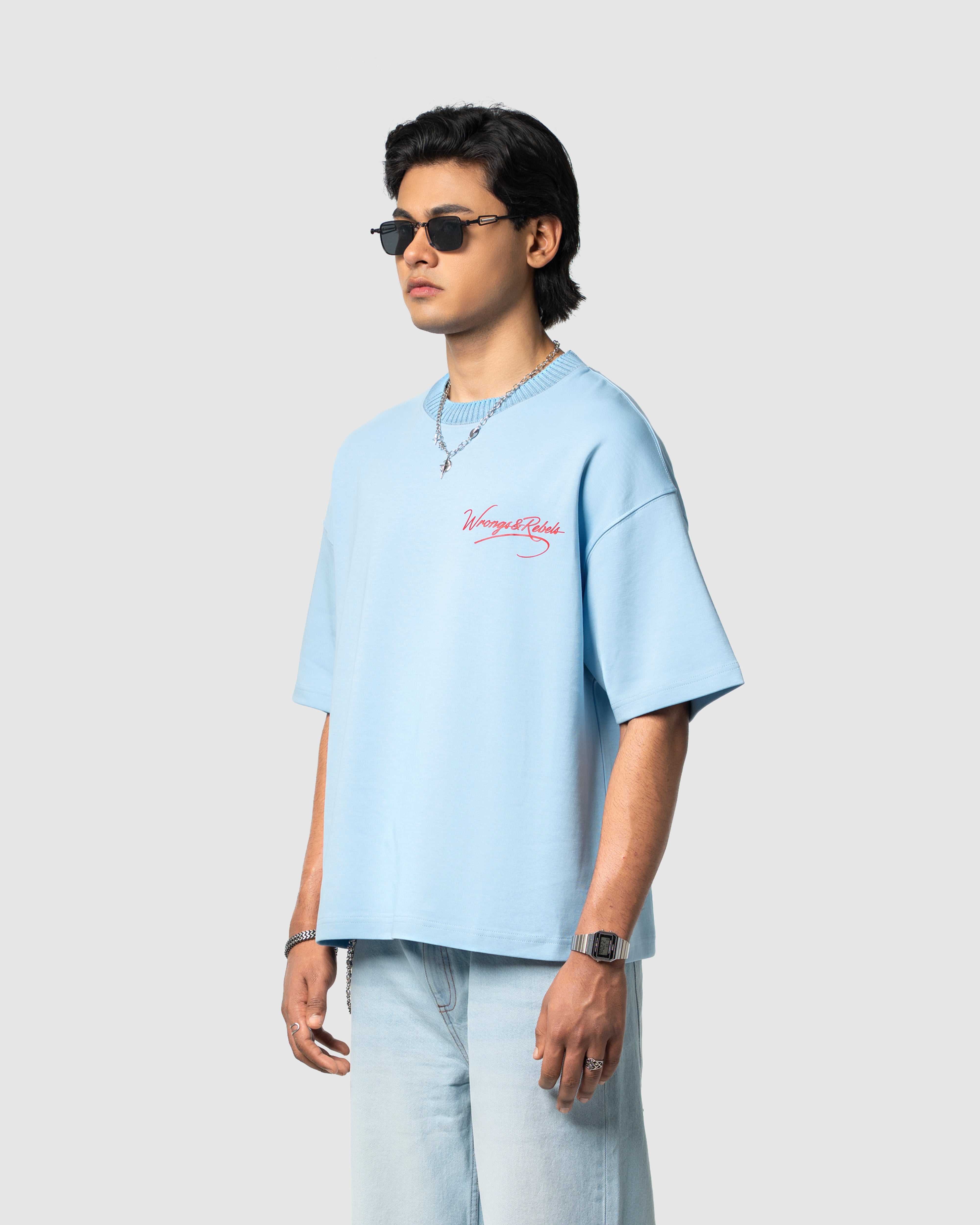 W&R Sky Knit Collar Boxy T-Shirt