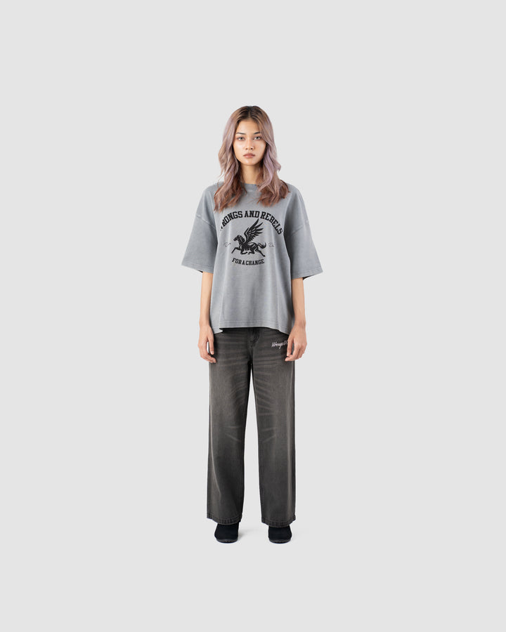 W&R Pegasus Acid Washed  Boxy T-Shirt