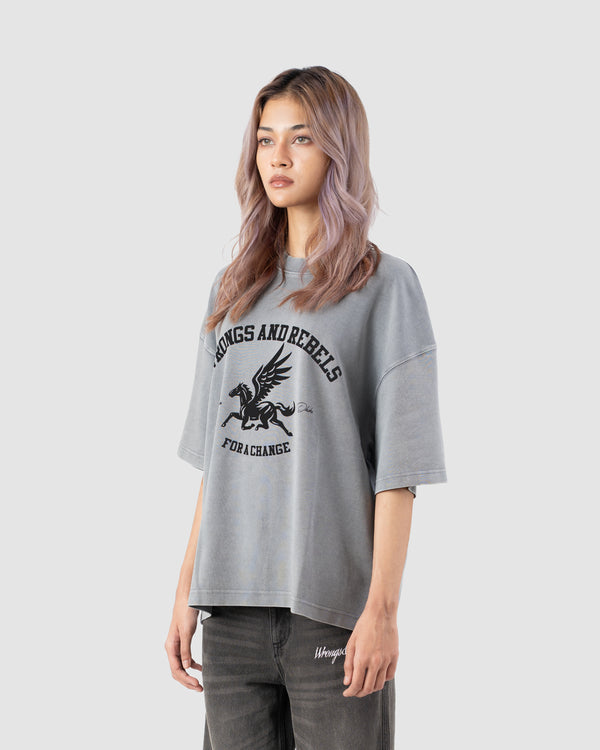 W&R Pegasus Acid Washed  Boxy T-Shirt