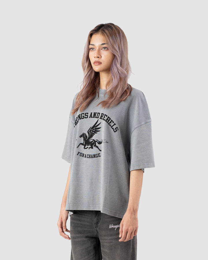 W&R Pegasus Acid Washed  Boxy T-Shirt