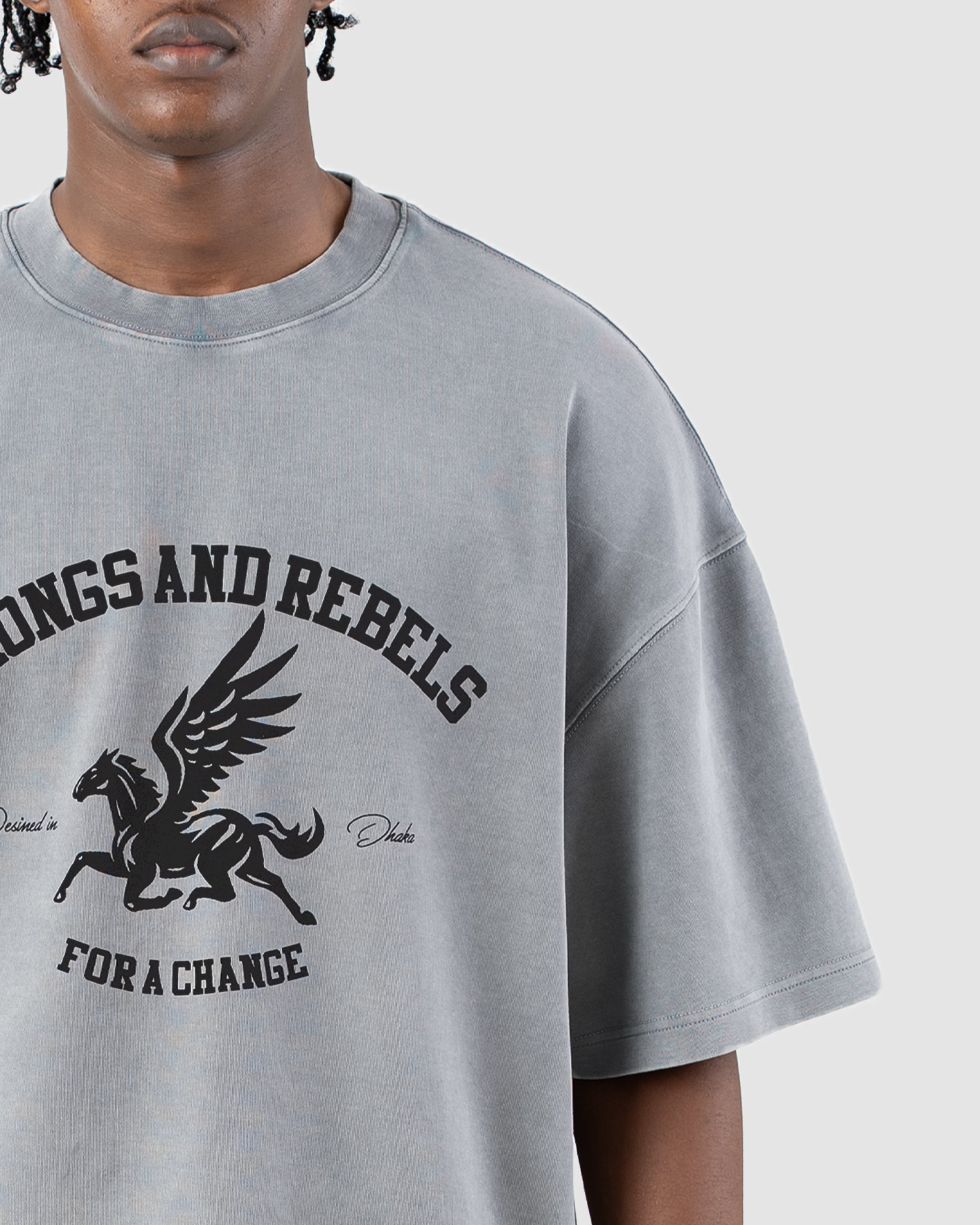 W&R Pegasus Acid Washed  Boxy T-Shirt
