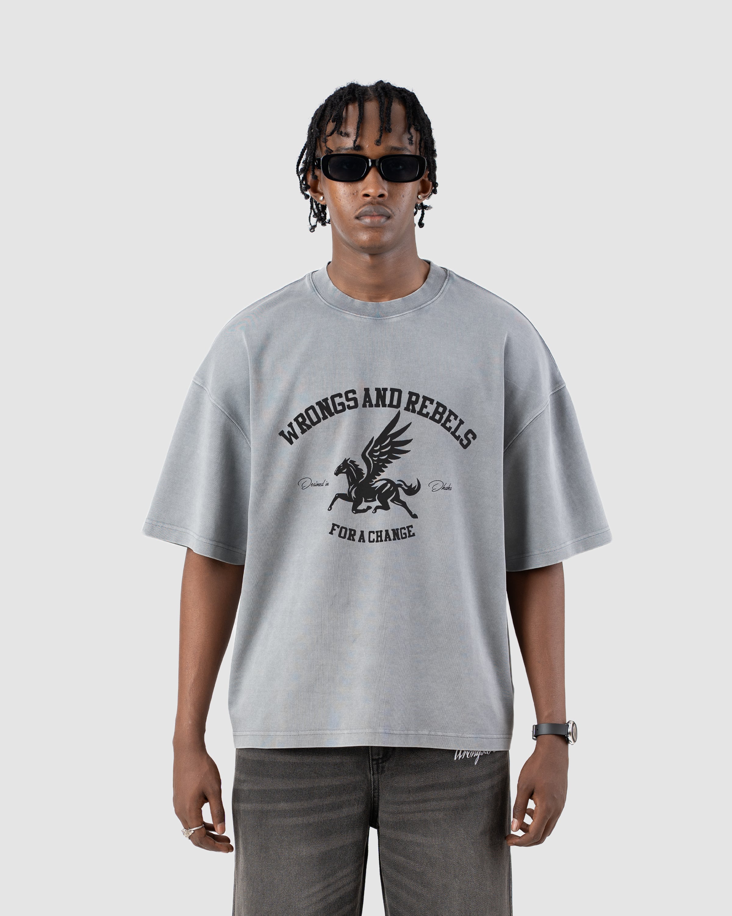 W&R Pegasus Acid Washed  Boxy T-Shirt