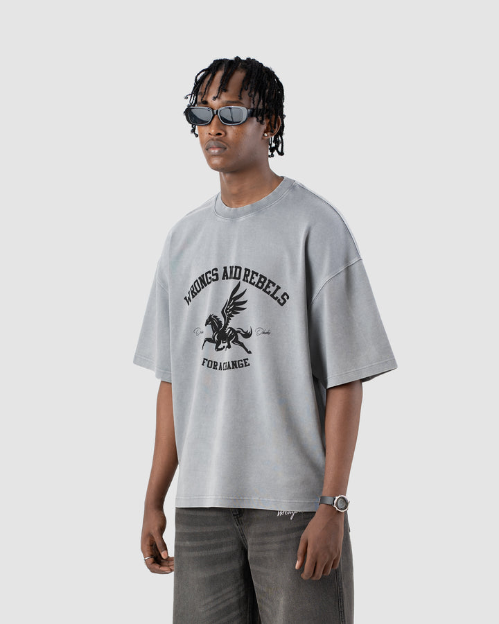 W&R Pegasus Acid Washed  Boxy T-Shirt